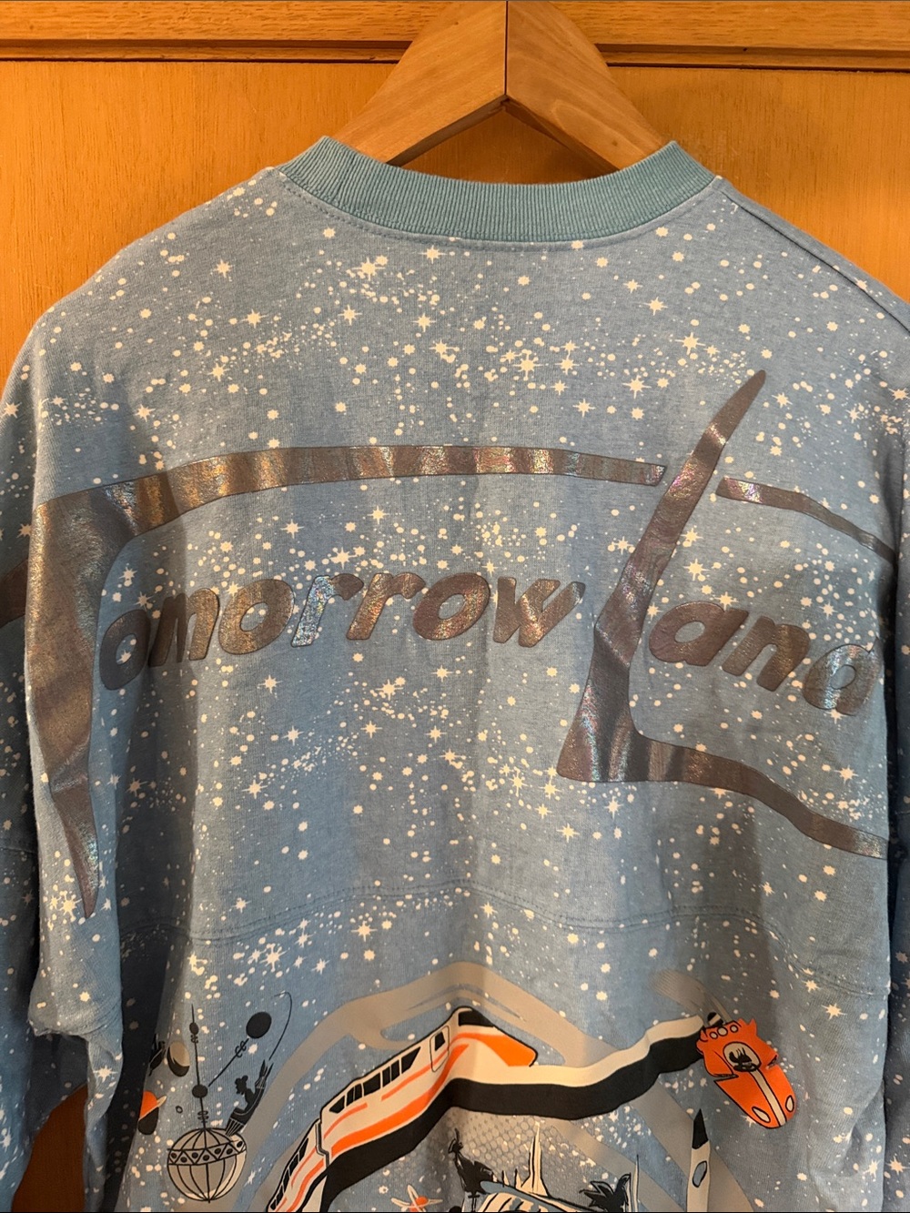 Disney Tomorrow Land Star Print Crewneck Spirit Jersey Sweatshirt Blue Small - Picture 8 of 9